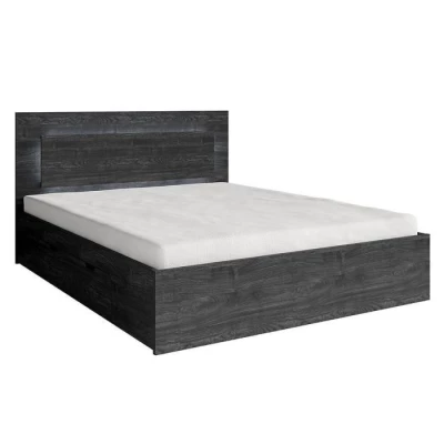 Doppelbett mit Schubladen 160x200 RIONERO - dunkle Portland-Esche + KOSTENLOSE LED-Beleuchtung