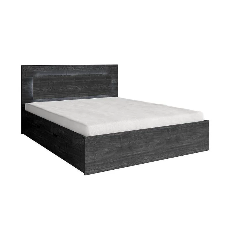 Doppelbett mit Schubladen 160x200 RIONERO - dunkle Portland-Esche + KOSTENLOSE LED-Beleuchtung