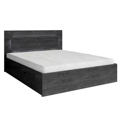 Doppelbett mit Schubladen 160x200 RIONERO - dunkle Portland-Esche + KOSTENLOSE LED-Beleuchtung