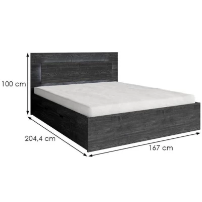 Doppelbett mit Schubladen 160x200 RIONERO - dunkle Portland-Esche + KOSTENLOSE LED-Beleuchtung