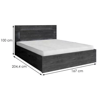 Doppelbett mit Schubladen 160x200 RIONERO - dunkle Portland-Esche + KOSTENLOSE LED-Beleuchtung