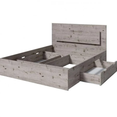 Doppelbett mit Schubladen 160x200 RIONERO - Wellington Eiche + KOSTENLOSE LED-Beleuchtung