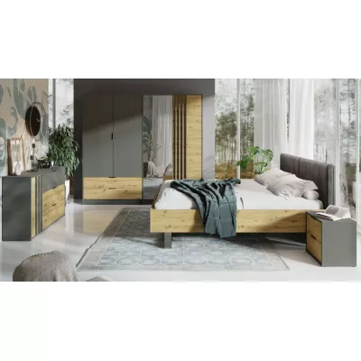 Doppelbett 160x200 GUADUAS - Eichenholz / Graphit