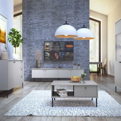 MALAMBO Wohnzimmer Vitrine - grau