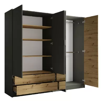 Großer Spiegelschrank 221 cm GUADUAS - Eiche handwerklich gefertigt / Graphit