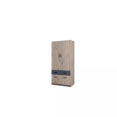 Kombinierter Kleiderschrank 92 cm FUNZA 3 - Wellington Eiche / Graphit