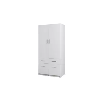 Kombinierter Kleiderschrank 92 cm FUNZA 3 – Alpinweiß / Glanzweiß