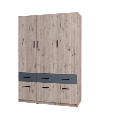 Breiter Kleiderschrank 136 cm FUNZA 4 - Wellington Eiche / Graphit