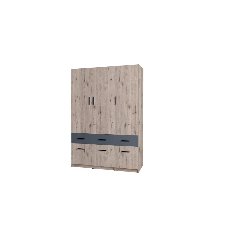Breiter Kleiderschrank 136 cm FUNZA 4 - Wellington Eiche / Graphit