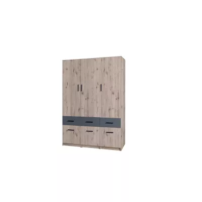 Breiter Kleiderschrank 136 cm FUNZA 4 - Wellington Eiche / Graphit