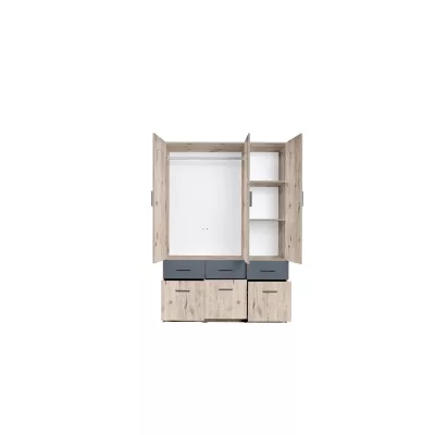 Breiter Kleiderschrank 136 cm FUNZA 4 - Wellington Eiche / Graphit