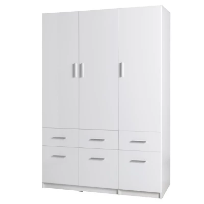 Breiter Kleiderschrank 136 cm FUNZA 4 – Alpinweiß / Glanzweiß