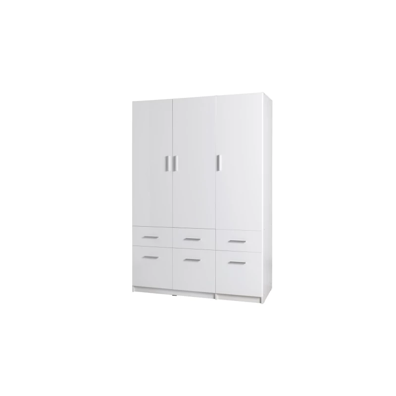 Breiter Kleiderschrank 136 cm FUNZA 4 – Alpinweiß / Glanzweiß