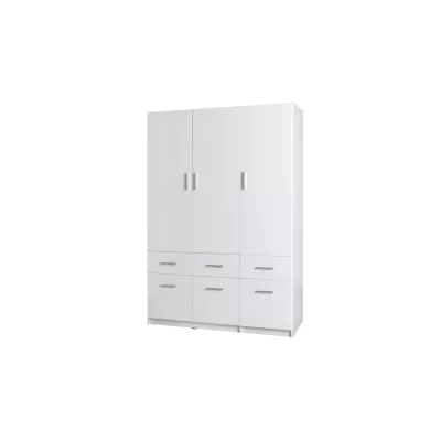 Breiter Kleiderschrank 136 cm FUNZA 4 – Alpinweiß / Glanzweiß