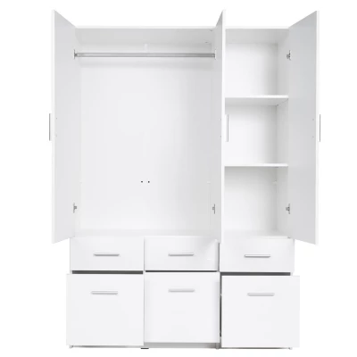 Breiter Kleiderschrank 136 cm FUNZA 4 – Alpinweiß / Glanzweiß