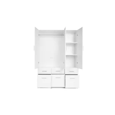 Breiter Kleiderschrank 136 cm FUNZA 4 – Alpinweiß / Glanzweiß