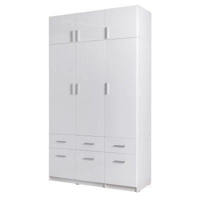 Erweiterung für breiten Kleiderschrank 136 cm FUNZA 4 - Alpinweiß / Weiß Hochglanz