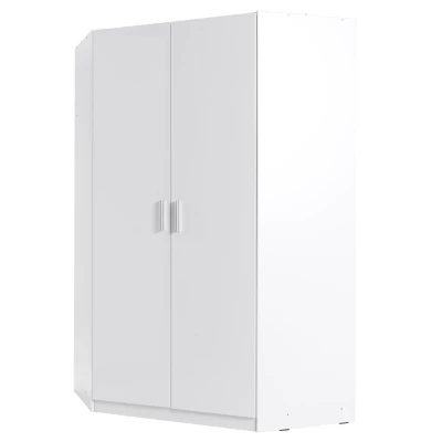 Eckkleiderschrank 117 cm FUNZA 5 – Alpinweiß / Hochglanzweiß