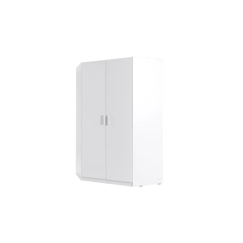 Eckkleiderschrank 117 cm FUNZA 5 – Alpinweiß / Hochglanzweiß