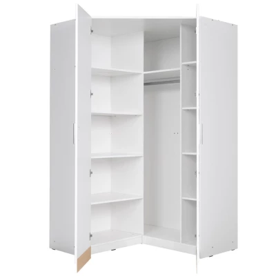 Eckkleiderschrank 117 cm FUNZA 5 – Alpinweiß / Hochglanzweiß