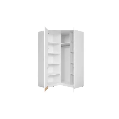 Eckkleiderschrank 117 cm FUNZA 5 – Alpinweiß / Hochglanzweiß