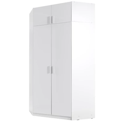 Eckkleiderschrankerweiterung 117 cm FUNZA 5 - Alpinweiß / Hochglanzweiß