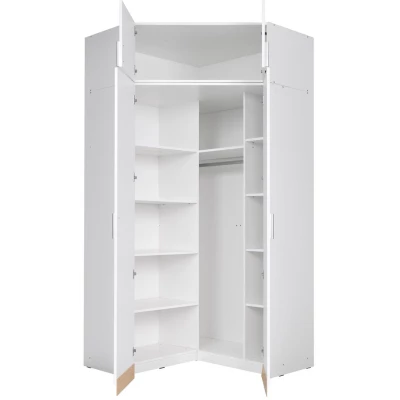 Eckkleiderschrankerweiterung 117 cm FUNZA 5 - Alpinweiß / Hochglanzweiß