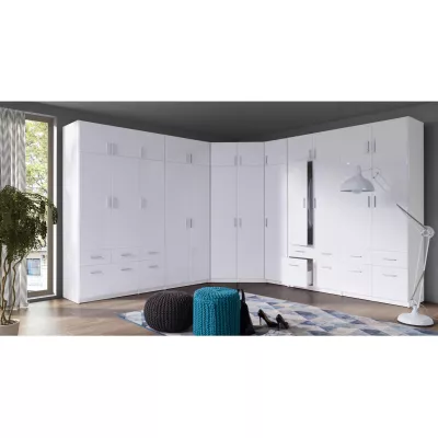 Schmaler Kleiderschrank 45 cm FUNZA 1 – Alpinweiß / Glanzweiß
