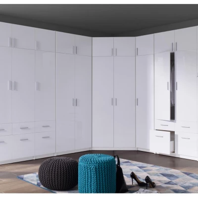 Erweiterung für schmalen Kleiderschrank 45 cm FUNZA 1 - Alpinweiß / Weiß Hochglanz