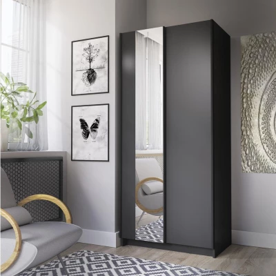 Schmaler Spiegelschrank 80 cm CARTAGO - schwarz