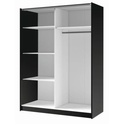 Breiter Kleiderschrank mit Spiegel, 203 cm, YUMBO – Eiche handwerklich/schwarz