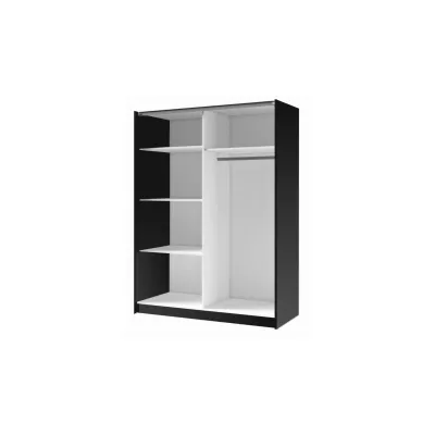 Breiter Kleiderschrank mit Spiegel, 203 cm, YUMBO – Eiche handwerklich/schwarz
