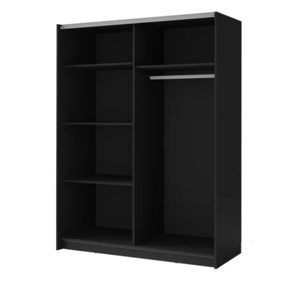 Kleiderschrank mit Spiegel 150 cm BUGA - Eiche handwerklich / schwarz