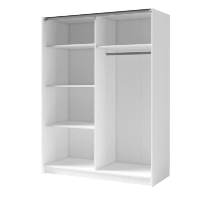 Breiter Kleiderschrank mit Spiegel 201 cm BUGA - Eiche handwerklich / Weiß