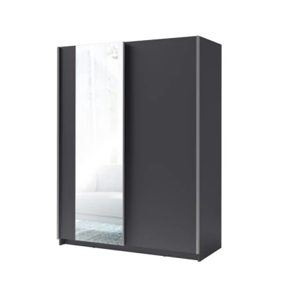 Hoher Kleiderschrank 150 cm mit Spiegel LORICA - Graphit