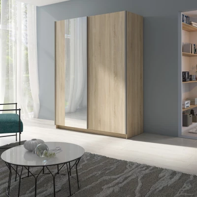 Breiter Kleiderschrank 180 cm mit Spiegel LORICA - Sonoma-Eiche