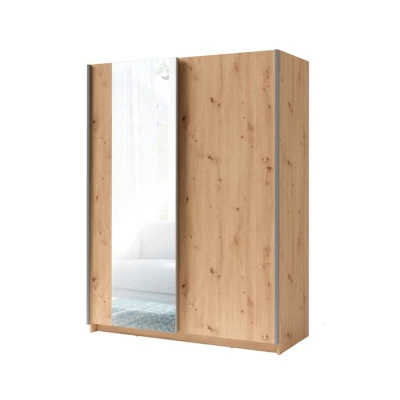 Breiter Kleiderschrank 180 cm mit Spiegel LORICA - Eichenholz