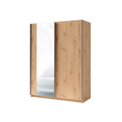 Breiter Kleiderschrank 180 cm mit Spiegel LORICA - Eichenholz