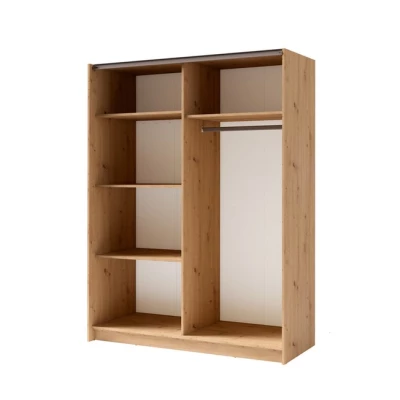 Breiter Kleiderschrank 180 cm mit Spiegel LORICA - Eichenholz