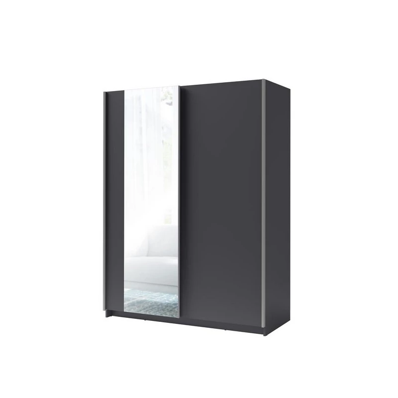 Breiter Kleiderschrank 180 cm mit Spiegel LORICA - Graphit