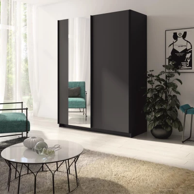 Breiter Kleiderschrank 180 cm mit Spiegel LORICA - Graphit
