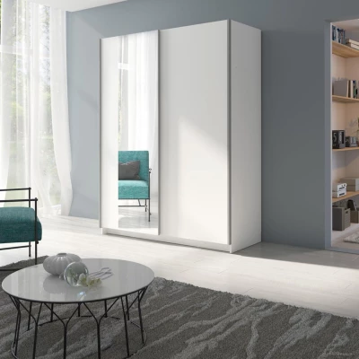 Breiter Kleiderschrank 180 cm mit Spiegel LORICA - weiß