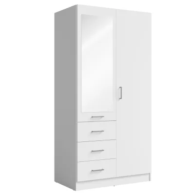 Schmaler Kleiderschrank mit Spiegel, 101 cm, SIBATE – weiß
