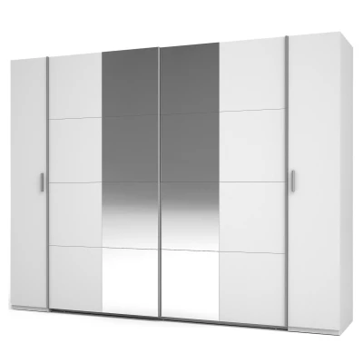 Spiegelschrank 270 cm GIRADOT - weiß / silberne Griffe
