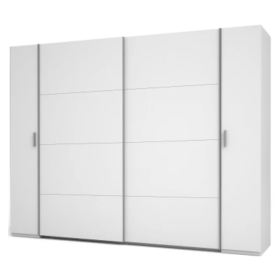 Großer Kleiderschrank 270 cm GIRADOT - weiß / silberne Griffe