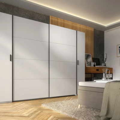 Großer Kleiderschrank 270 cm GIRADOT - weiß / schwarze Griffe