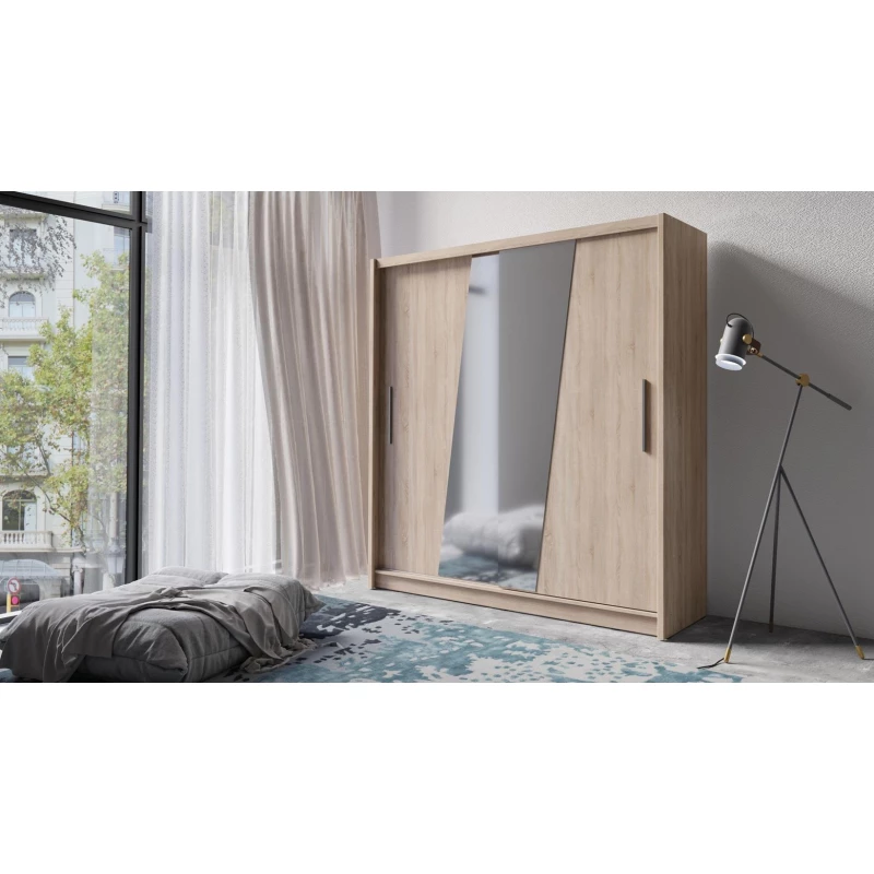 Kleiderschrank mit Spiegel 200 cm CHOCONTA 2 - Sonoma-Eiche