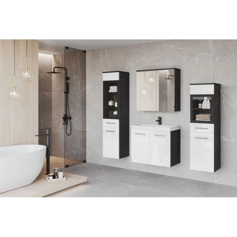 Badezimmergarnitur ESTELA 2 – Matera / weiß glänzend