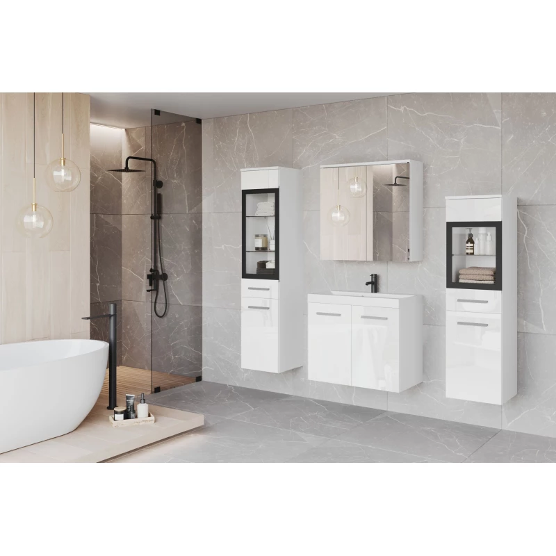 Badezimmergarnitur ESTELA 2 – weiß matt / weiß glänzend