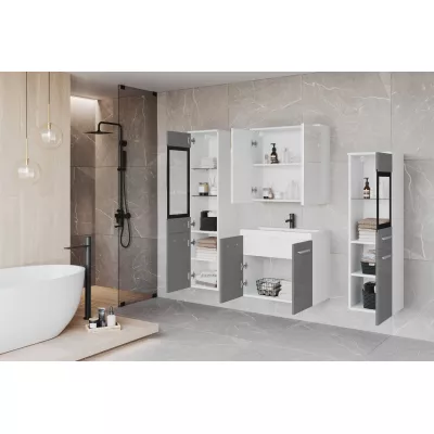 Badezimmergarnitur ESTELA 2 – weiß matt / grau glänzend